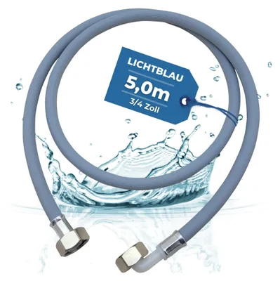 Wasserzulaufschlauch 5 m, 3/4 Zoll, Winkel/Gerade, mit Dichtungen