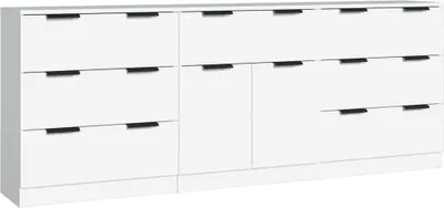Image de vidaXL Sideboard 3 pcs. blanc bois composite