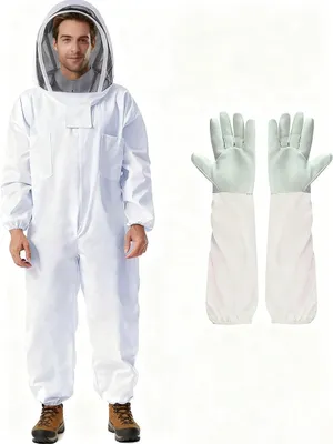 Imkeranzug XXL mit Schleier, Kapuze und Handschuhen, weiß