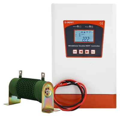 Immagine prodotto di Regolatore di carica ibrido a doppio MPPT – Regolatore per pannelli solari – Controller per turbine eoliche – Caricabatterie