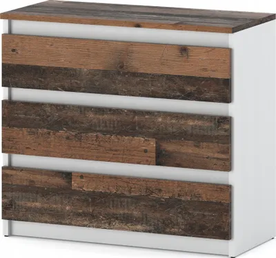 Produktbild von Kommode mit 3 Schubladen Sideboard Schubladenschrank Kleiderschrank Modern Möbel mit Schubladen für Ihr Schlafzimmer Weiß Matt Old Style 80x71,5x33,5