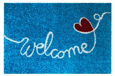 Produktbild von Akzente Listen Lovely Welcome - Turquoise 50 x 70 cm, Polyamid & TPE, rutschfest, trittschalldämmend, PVC-frei.