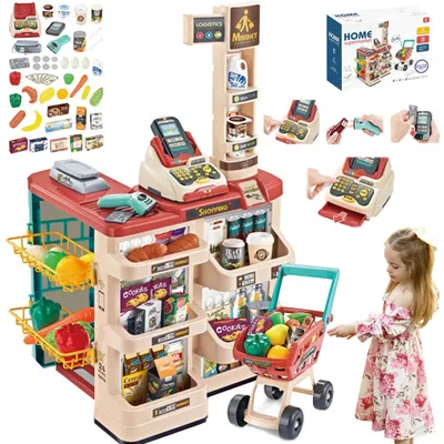 Image de Supermarché Woopie avec chariot, balance, caisse enregistreuse et scanner + 48 accessoires