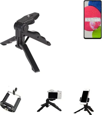 Produktbild von K-S-Trade Stativ Tisch-Ständer Dreibein Handy-Stativ Ständer kompatibel mit Samsung Galaxy A52s 5G Mini-Stativ Smartphone Tripod Handy-Stativ aus