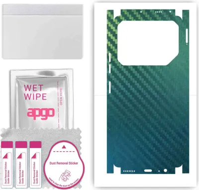 Produktbild von apgo Rückseite + Seiten Schutzfolie, Skin, kompatibel mit Tecno Pova 6 Pro, Hinten Displayschutzfolie aus Vinylfolie, kratzfest, einfache Montage - Kohlenstoff-Chamäleon CAKA1