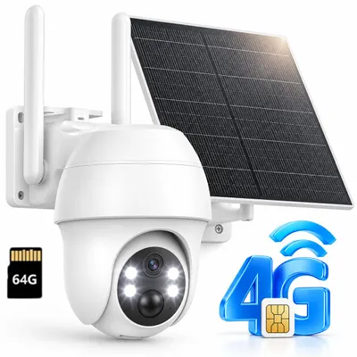 Produktbild von ieGeek 2K 4G LTE überwachungskamera Aussen mit SIM Karte Akku Solar Kamera Outdoor 360° PTZ kabellos ohne WLAN 64GB Karte farbige Nachtsicht