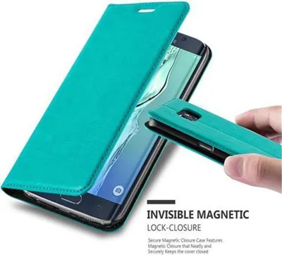 Immagine prodotto di Cadorabo custodia per Samsung Galaxy S6 EDGE custodia protettiva in turchese custodia per cellulare cover chiusura magnetica