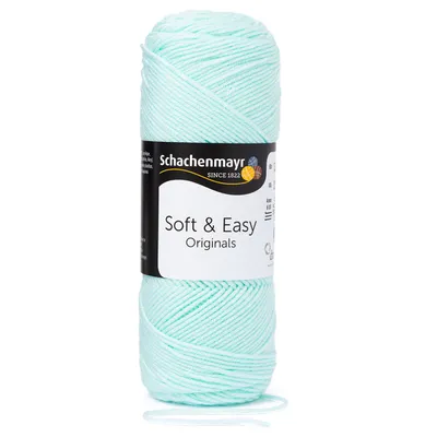 A single ball of mint green yarn with a label.