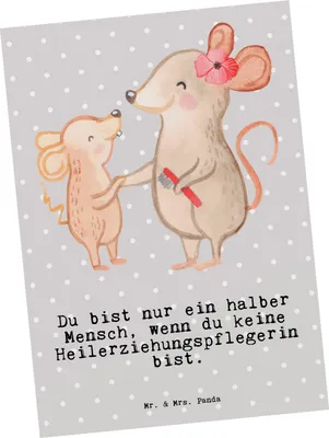 Produktbild von Mr. & Mrs. Panda Postkarte Heilerziehungspflegerin Herz - Grau Pastell - Geschenk, Ausbildung, Lustig, Grußkarte, Ansichtskarte, Postkarten, Fotokarte, Heilpädagoge