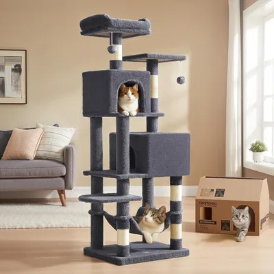 Immagine prodotto di Albero per gatti - Tiragraffi - Struttura per arrampicata - Mobile per gatti - Tiragraffi - Altezza: 155 cm
