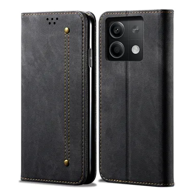 Image de Etui pour Xiaomi Redmi 13C 5G, Etui portefeuille en cuir avec fermeture magnétique et socle noir