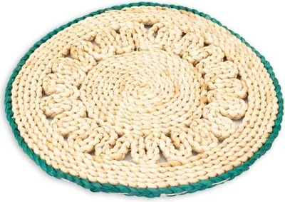 Produktbild von Tischset aus Maisstroh, rund, Durchmesser ca. 30 cm, in 4 Farben erhältlich | Deko-Untersetzer, Farbe:Rand grün