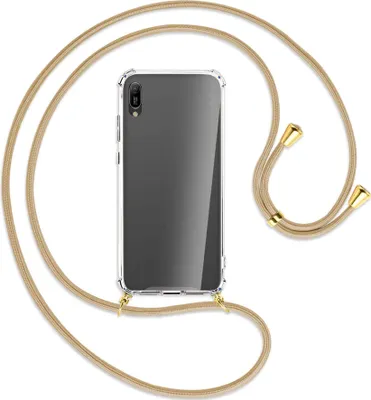 Produktbild von Handykette Backcover-Schutzhülle mit Band (Metall goldfarben) für Huawei Y6 2019 - caramel