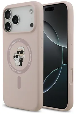 Zdjęcie produktu dla Etui Karl Lagerfeld Silicone Karl&Choupette Ring Magsafe Do Iphone 17 Pro Max - Różowe