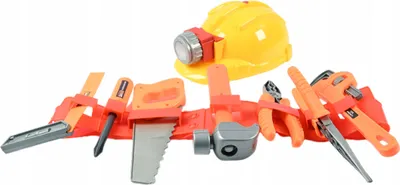 Produktbild von Werkzeuggürtel Set für Kinder mit Helm - Handwerker Spielzeug - Rollenspiel Zubehör