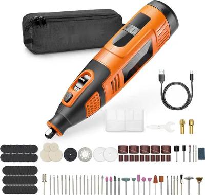 Obrázek produktu pro Akumulátorová multifunkční sada nářadí - Mini rotační nářadí 12 V - 119 příslušenství - Variabilní otáčky 28 stupňů - 5000-32000 ot/min - Pro gravírování/broušení/leštění/řezání/řezání