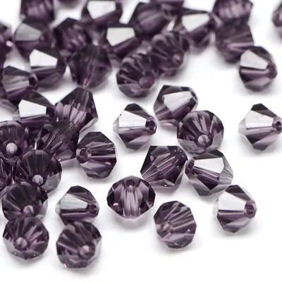 Kristallperlen Doppelkegel 3 mm, 100 Stück, lila
