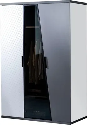 Produktbild von Grau-weißer Kleiderschrank Jugendzimmer Schrank r Holzschrank