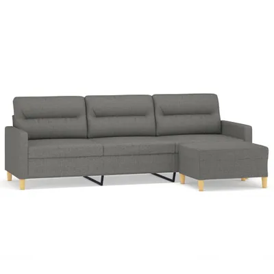 Image de Canapé à 3 places avec repose-pieds Gris foncé 210 cm Tissu