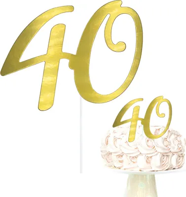 Produktbild von Oblique Unique Torten Topper Kuchen Muffin Aufsatz Zahl 40 für 40. Geburtstag Jubliäum Deko Cupcake Dekoration - gold