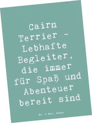 Produktbild von Mr. & Mrs. Panda Postkarte Spruch Cairn Terrier Begleiter - Meeresbrise - Geschenk, Hunderassen Pflege, Ansichtskarten, Loyalität, Ansichtskarte, Hundeliebhaber, Spaß