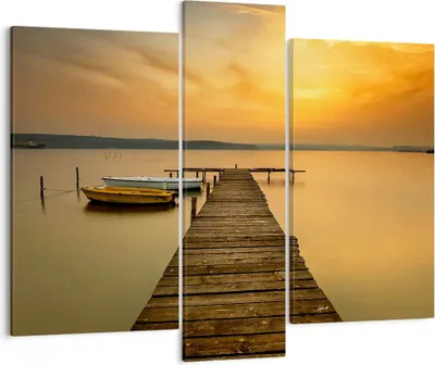 Produktbild von Bild auf Leinwand - Leinwandbild - See Brücke - 95x80cm - Wand Bild - Wanddeko - Wandbilder - Leinwanddruck - Bilder - Kunstdruck - Wanddekoration - Leinwand bilder - Wandkunst - CB95x80-3673