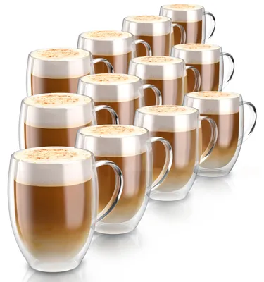 Produktbild von Arendo doppelwandige Gläser, Thermogläser, 12er Set, Latte Macchiato-Gläser & Kaffeegläser Teeglas, Espresso, Cappuccino, 350ml, hitzebeständig, spülmaschinengeeignet