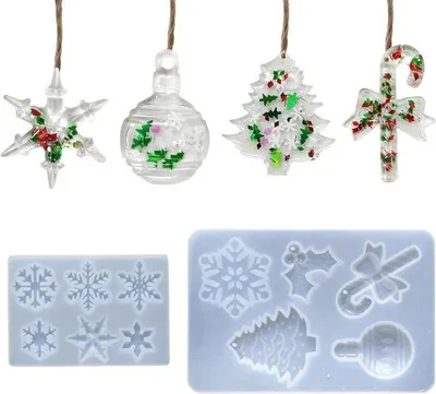 Produktbild von Silikonformen für Weihnachten: 2 Teile Härteepoxid Hängeform DIY Gießform - Weihnachtsbaum Dekoration Maker