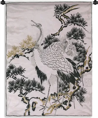 Produktbild von MuchoWow® Wandteppich Wandbehang Illustration eines chinesischen Kranichs 60x80 cm Tapisserie Dekoration Wandtuch - Decke - Wandtücher - Wohne