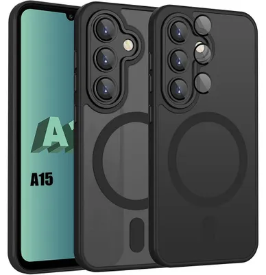 Image de Coque pour Samsung Galaxy A15 4G/5G, Protection avec Anneau Magnétique Vitre Caméra - Noir