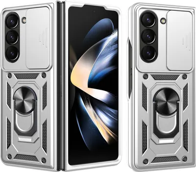Produktbild von Outdoor Panzerhülle für Samsung Galaxy Z Fold 6 | Schutzhülle mit Kameraschutz, Ringhalter Silber