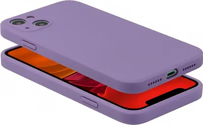 A purple iPhone case is shown on a white background, with the phone inside the case visible.