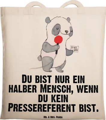 Produktbild von Mr. & Mrs. Panda Tote Bag Pressereferent Herz - Transparent - Geschenk, Schultasche, Beutel, Studium, Spruch, Lustig, Presseagentur, Uni Tasche, Witzig, Einkaufstasche