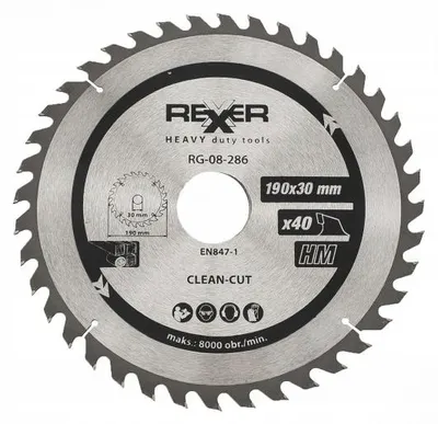 Obrázek produktu pro Rexxer Pilový kotouč na dřevo 190x30 mm 40 zubů
