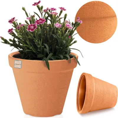 Zdjęcie produktu dla Doniczka Donica Ogrodowa 35 Cm Efekt Cegły Okrągła Na Taras Do Ogrodu Domu Pomarańczowa