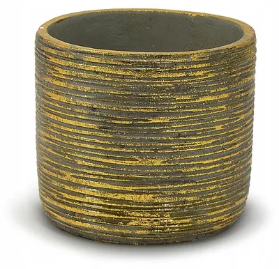 Obrázek produktu pro Polnix Keramický květináč 12,5 cm zlatý pruhovaný