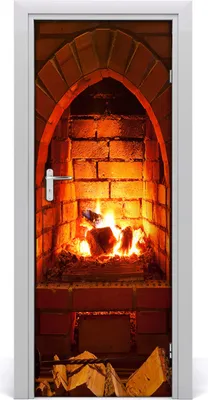 Produktbild von Tulup Türaufkleber 75x205 cm Dekorative Aufkleber Selbstklebend Wasserdichte Tapete Abnehmbar Schlafzimmer Wohnzimmer Wohnkultur - Der Kamin