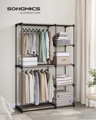 Produktbild von SONGMICS Kleiderschrank offen, freistehender Garderobenständer, Standregal, 43 x 124 x 182 cm