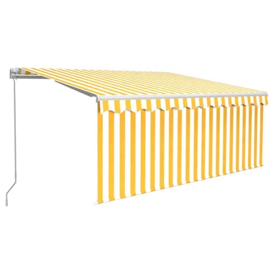 Produktbild von vidaXL Markise Manuell Einziehbar mit Rollo & LED 3,5x2,5m Gelb & Weiß