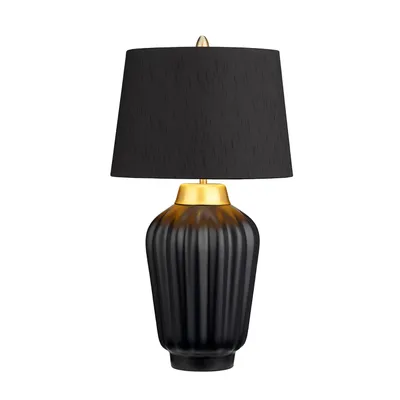 Zdjęcie produktu dla Lampa stołowa ceramiczna Bexley czarno-mosiężna 1xE27x60W ceramika / gips wym:56,2x30x19,3cm IP20 Quintiesse