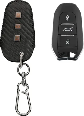 Produktbild von kwmobile Autoschlüssel Kunstleder Hülle kompatibel mit Peugeot Citroen 3-Tasten Smartkey Autoschlüssel (nur Keyless Go) Cover - Schlüsselhülle mit