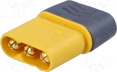 Immagine prodotto di 1 connettore MR30 per alimentazione a corrente continua, connettore maschio a 3 pin, saldato. Connettore MR30-M per corrente continua