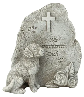 Produktbild von Mel-O-Design Grabstein mit Hund & Katze "Wir vermissen Dich" grau Hund