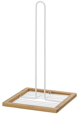 Toiletpapierhalter Metall/Holz 18x18x30 cm weiß/natur