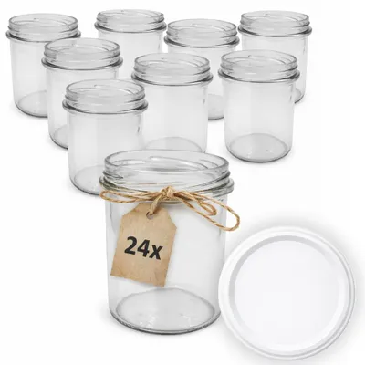 Produktbild von ART TWIST HOME Einmachgläser mit Schraubdeckel 24x 350 ml – Vorratsgläser Glasbehälter Vielseitige Robuste aus Dickem Glas - perfekt für Marmeladen Honig Säfte Gurken Konfitüren und Vorratshaltung