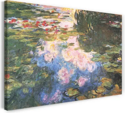 Produktbild von Leinwandbild (120x80cm): Claude Monet - Seerosenteich, echter Holz-Keilrahmen inkl. Aufhänger, handgefertigt in Deutschland