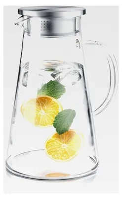Produktbild von Glaskaraffe 2 Liter - 2000 ml - Karaffe aus Glas mit Deckel - Wasserkaraffe aus Edelstahl - Borosilikatglas hitzebeständig bis 100 °C - Sieb - hitze- und kältebeständig