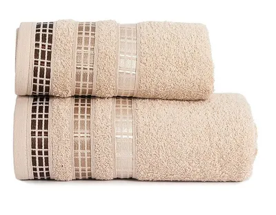 Produktbild von Handtuch, Badetuch, Baumwolle, elegante Bordüre, Luxury 50x90 Beige
