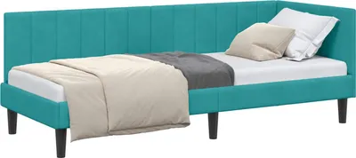 Zdjęcie produktu dla vidaXL Narożna rama łóżka z zagłówkiem turkusowa 80 cm x 200 cm aksamitna