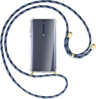 Produktbild von Handykette Backcover-Schutzhülle mit Band (Metall goldfarben) für Nokia 5 - Blautöne